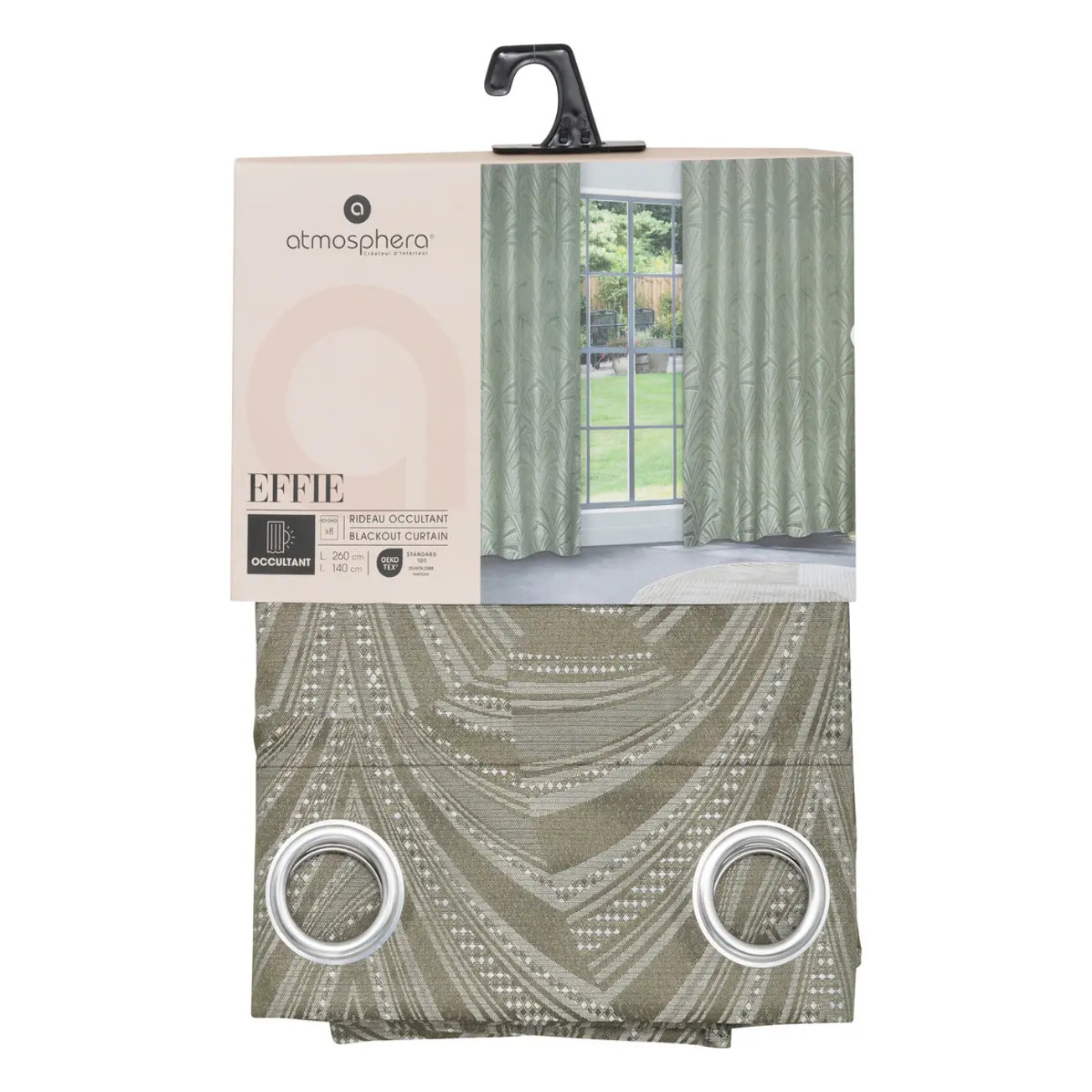 Rideau occultant "Effie" vert kaki 140x260cm