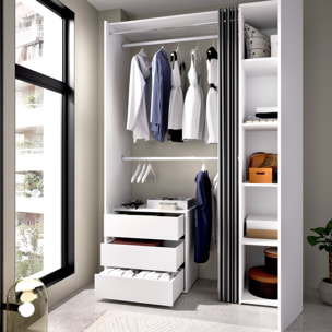 Guardaroba grande Annuck, Struttura per cabina armadio, Mobile appendiabiti aperto, 141x52h205 cm, Bianco e Antracite