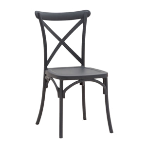 Set da, 4 Sedia Cross In Polipropilene Nera per soggiorno, cucina e arredo bar