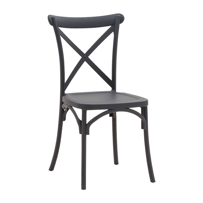 Set da, 4 Sedia Cross In Polipropilene Nera per soggiorno, cucina e arredo bar