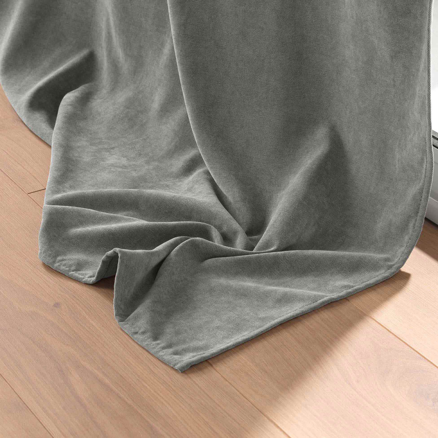 Rideau tamisant en velours uni - Gris