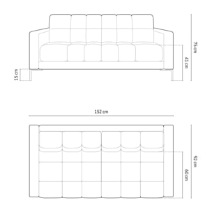 Canapé "Bali" 2 places en tissu structurel beige clair