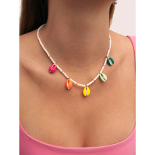 Collar Boho Color Shells Acero Baño Oro