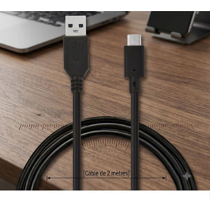 Câble USB C ESSENTIELB Câble vers USB 2M Noir compatible iPhone 17 16 15 Pro Max, Samsung Galaxy S25 S24 Ultra