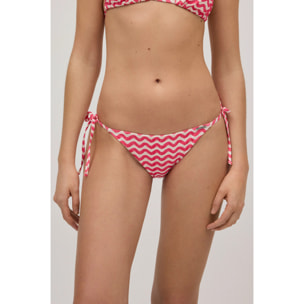 Mini slip bikini annodato con onde fucsia