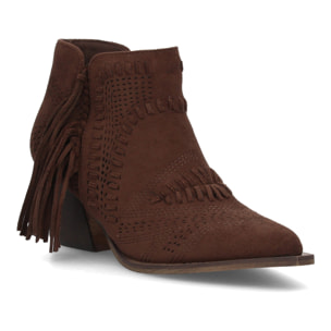 Botín cowboy calado con flecos para mujer