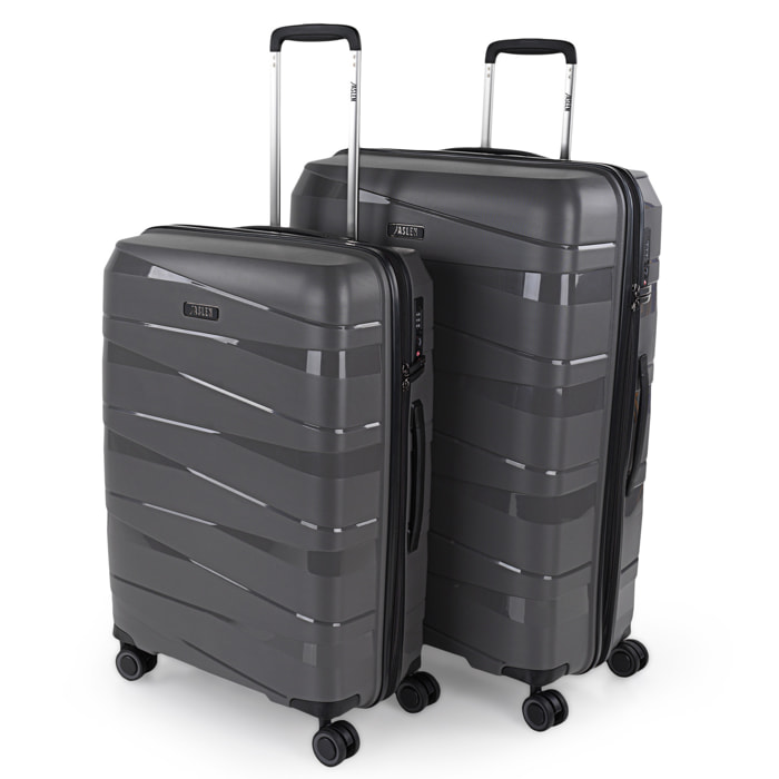 Juego De Maletas Rígidas Pp Jaslen Stuttgart Marron Metalizado