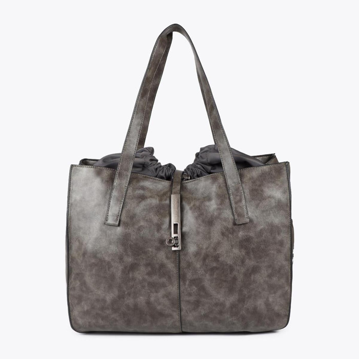 Borsa shopper effetto pelle invecchiata con dettaglio catena