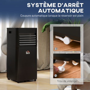 Climatiseur déshumidificateur ventilateur 3 en 1 mobile - 7000 BTU  - télécommande kit installation inclus - noir