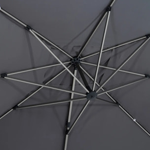 Parasol déporté rectangulaire "Équador" Ardoise 4 x 3m en aluminium et polyester