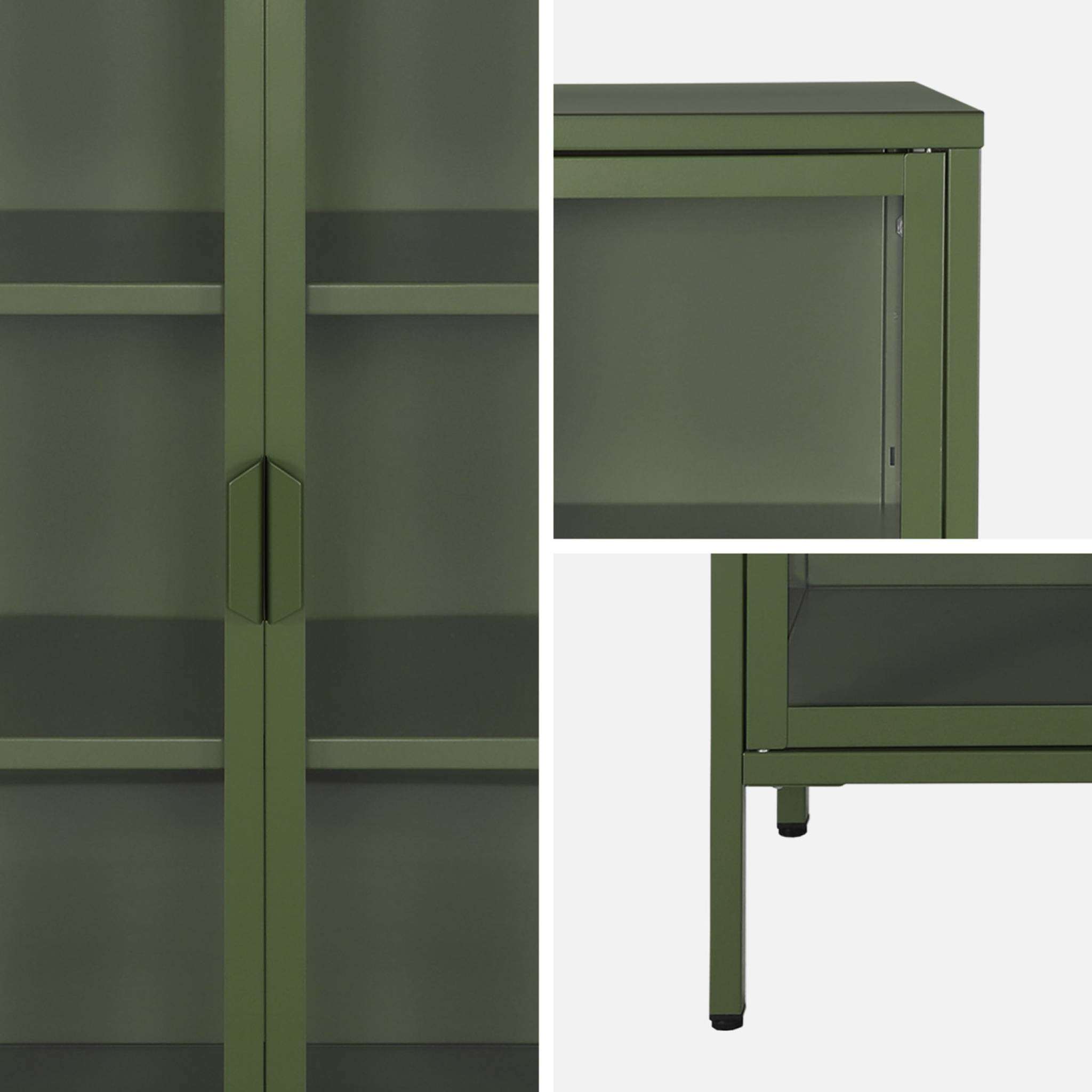 Armoire vitrine acier et verre trempé 2 portes 80cm vert - Arkansas
