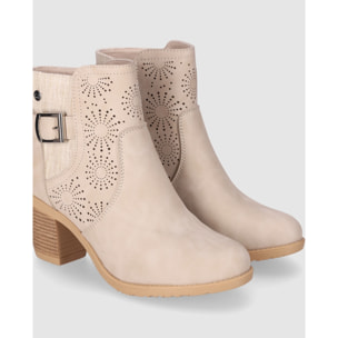 Botines - Beig - Tacón: 6 cm