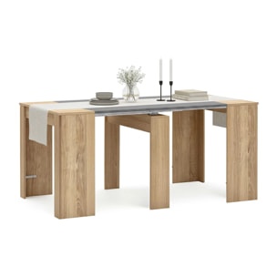 Mesa consola extensible en roble canadian y gris grafito 50-235x90 cm Denis Roble Canadian - Gris Grafito