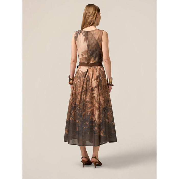 Oltre - Vestido de muselina de algodón estampada - Marrón