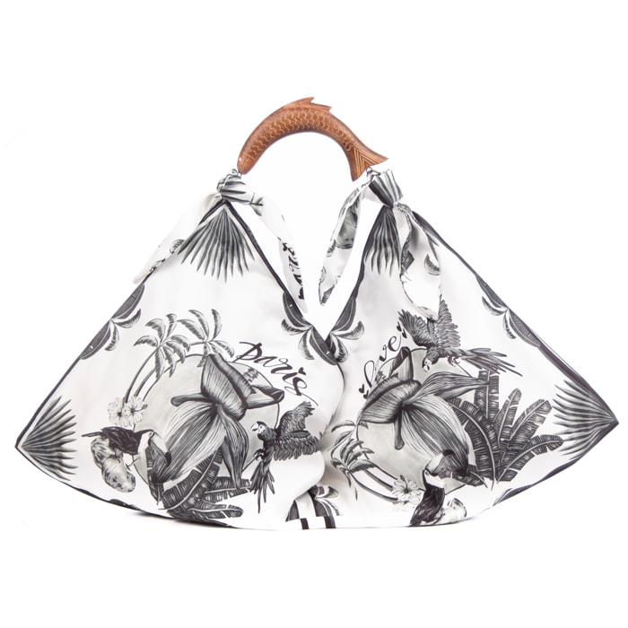 Berchidda Bolso de hombro Mujer. Fabricado en tejido suave, tintes naturales con asa de madera.