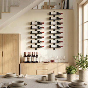 Porte-bouteilles mural 8 bouteilles - casier à vin mural - dim. 27 x 10 x 93 cm - acier noir