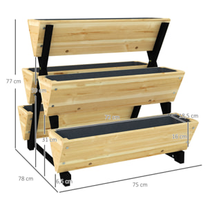 Jardinière escalier 5 bacs design - dim. 75L x 78lx 77H cm - bois sapin pré-huilé noir