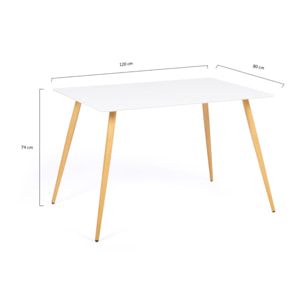 Table à manger Sally bois et blanc 120cm