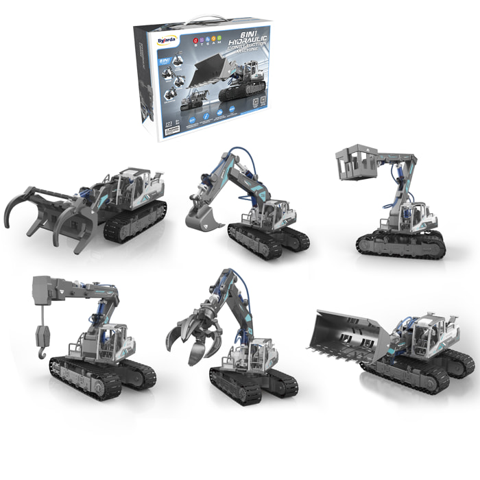 Macchinario idraulico 6 in 1 per costruire. 223 pezzi.