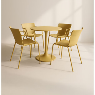 Ensemble de repas table et 4 fauteuils en polypropylène ocre MONTAUK