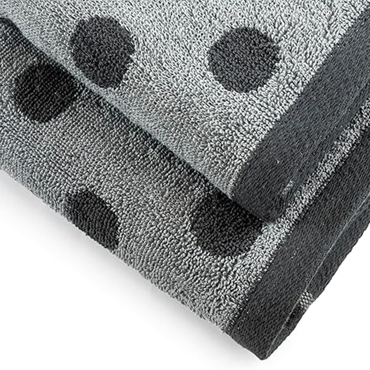 INTRECCI HOME Set Bagno Asciugamani Viso+Ospite, in Puro Cotone 450, Morbidezza Extra, Lavorazione Jacquard, Design a Pois, Elegante e Confortevole