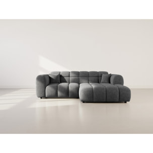 Mini Ray - Canapé d'angle droit 4 places en tissu texturé - Gris Anthracite