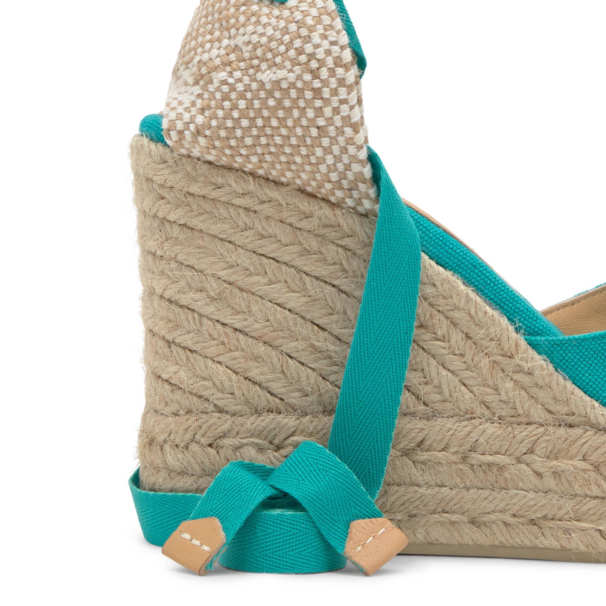 Alpargata de cuña Chiara en algodón orgánico lavado con doble plataforma