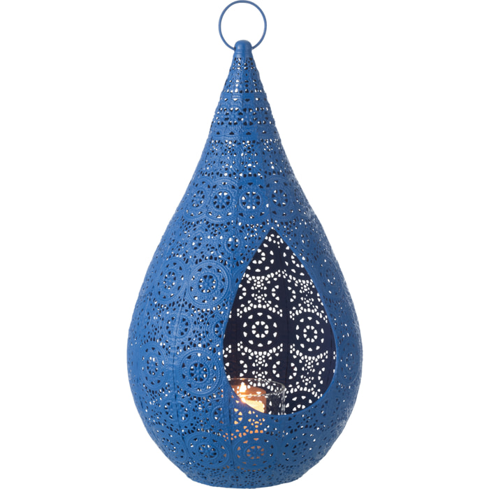 J-Line Photophore Drop Metal/Verre Bleu Large