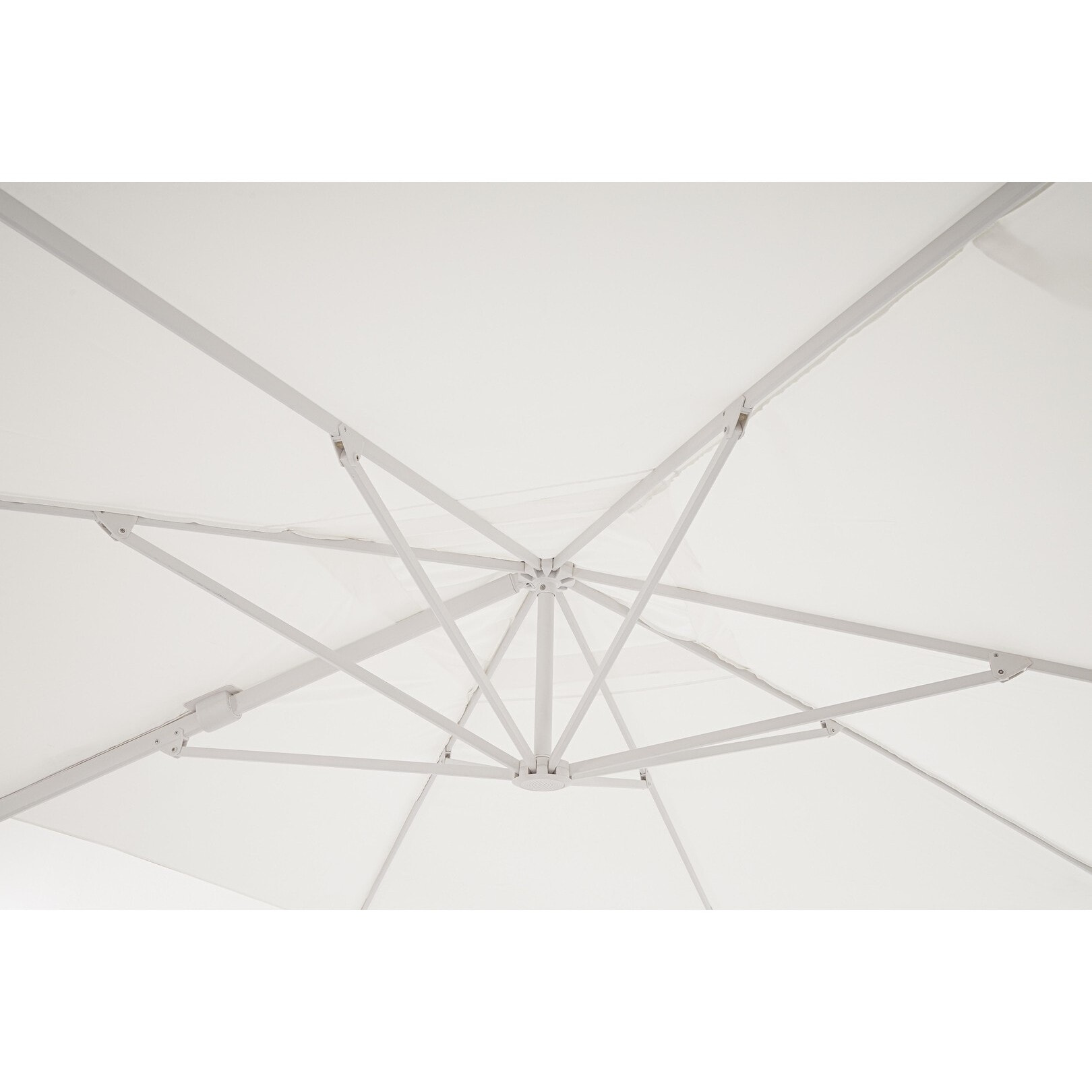 Ombrellone a sospensione VEGA con palo in alluminio e telo bianco 3x4