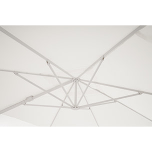 Ombrellone a sospensione VEGA con palo in alluminio e telo bianco 3x4