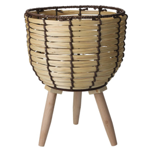 Well home juego de 2 cestas maceteros de madera con patas ø21ø27cm