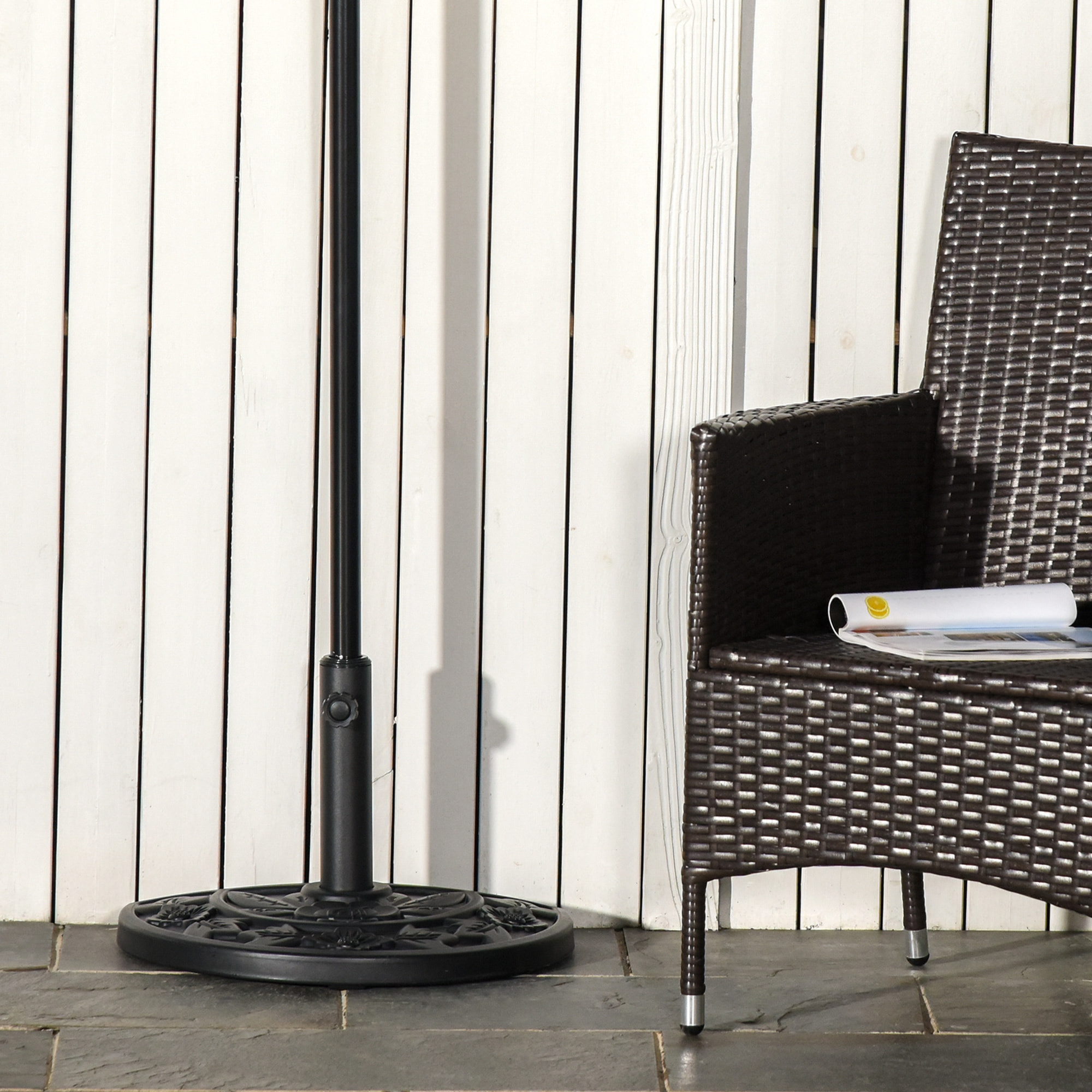 Soporte De Sombrilla Ajustable De Hdpe 50x32x32cm Negro