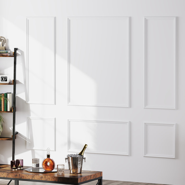 Elizabeth - Modanatura a Tutta Altezza per Pareti 24 Pezzi in Poliuretano Bianco Tinteggiabile