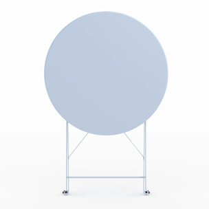 Table de jardin ronde et pliante en métal bleu pastel 2 personnes - Kayla
