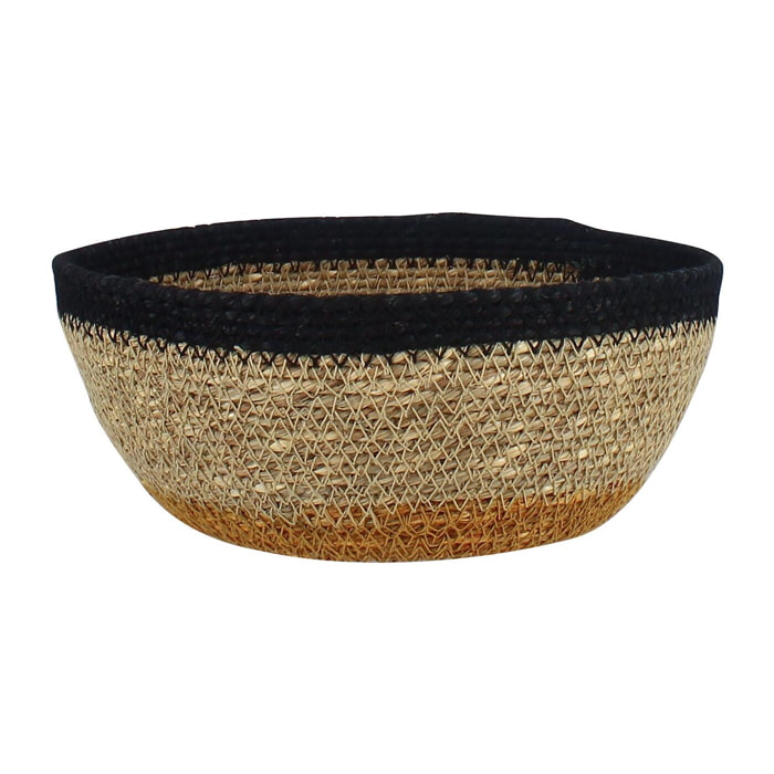 Panier rond en jonc de mer naturel et jaunce d18cm DUNE