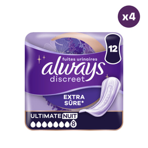 4x12 Serviettes pour Fuites Urinaires Always Discreet - Ultimate Nuit