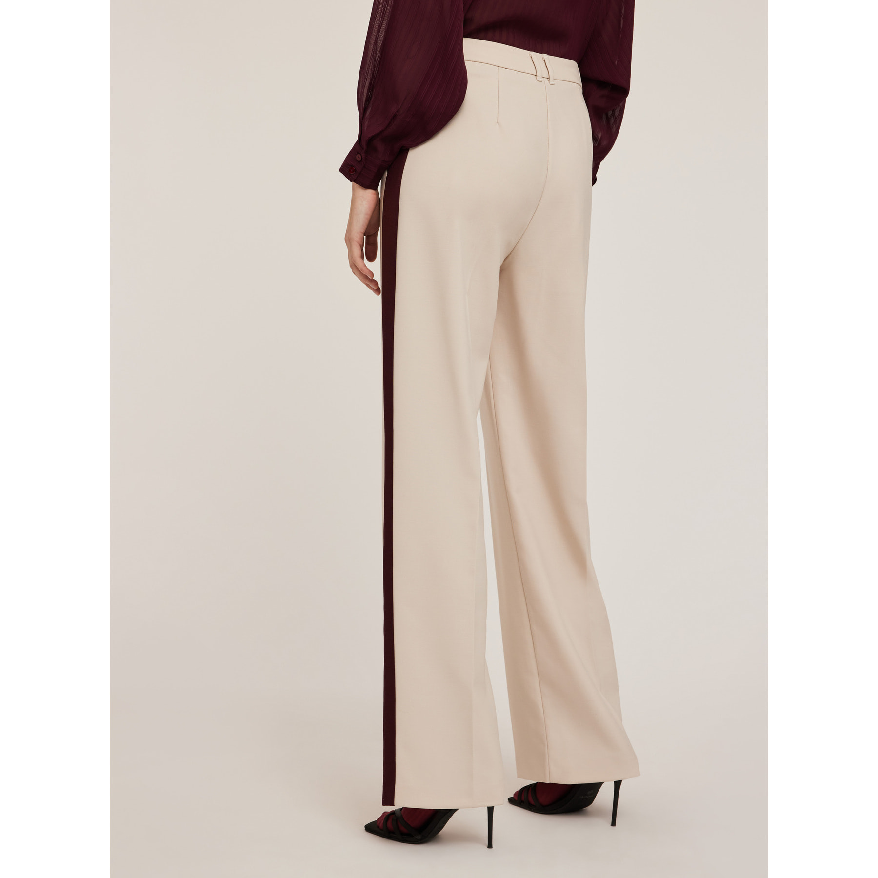 Motivi - Pantaloni palazzo con banda laterale - Beige