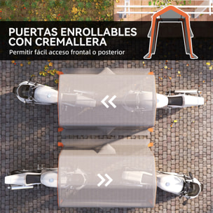 Outsunny Carpa Garaje Portátil 2,4x1,8 m, Garaje Exterior para Coche Impermeable con Puerta Enrollable con Cremallera, Ventanas, Estructura de Metal Galvanizado, UPF30+, Gris Claro