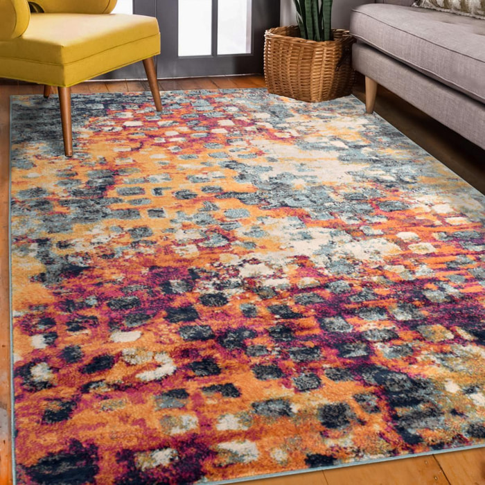 tapis moderne multicolore avec des motifs abstraits