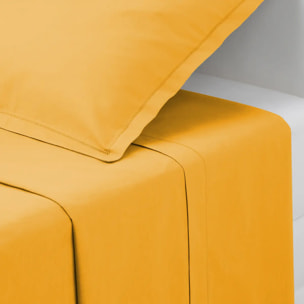 Drap plat "Carina" en coton 180x290cm jaune moutarde