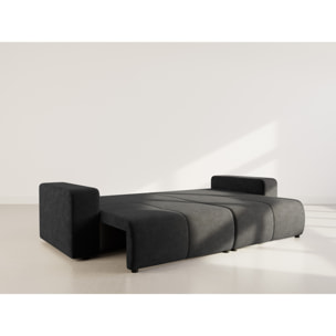 Nicole - Canapé droit 4 places convertible avec coffre en tissu - Gris Anthracite