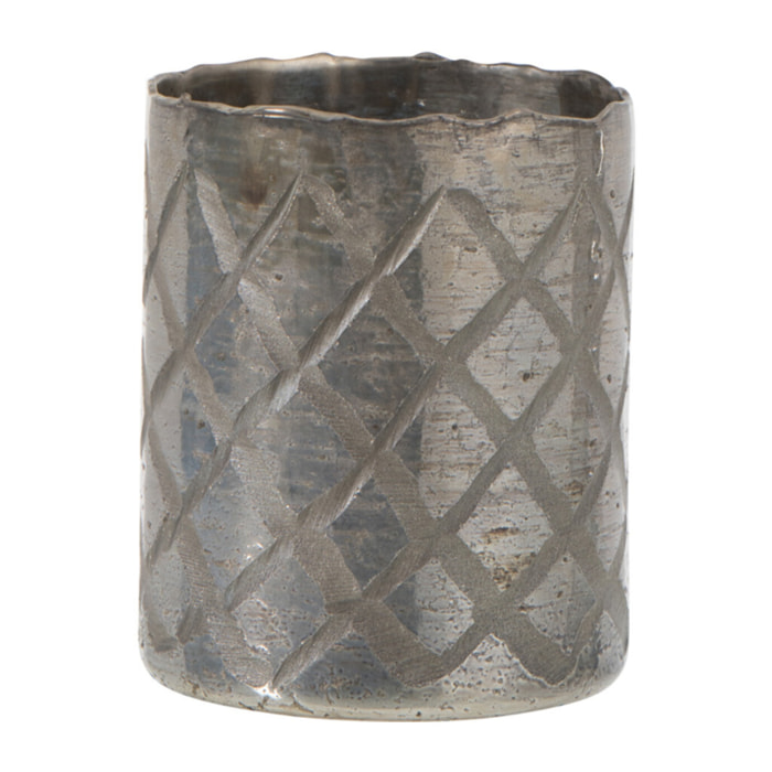 J-Line vase Cylindrique Quadrillé - verre - gris clair - small - Ø 13 cm