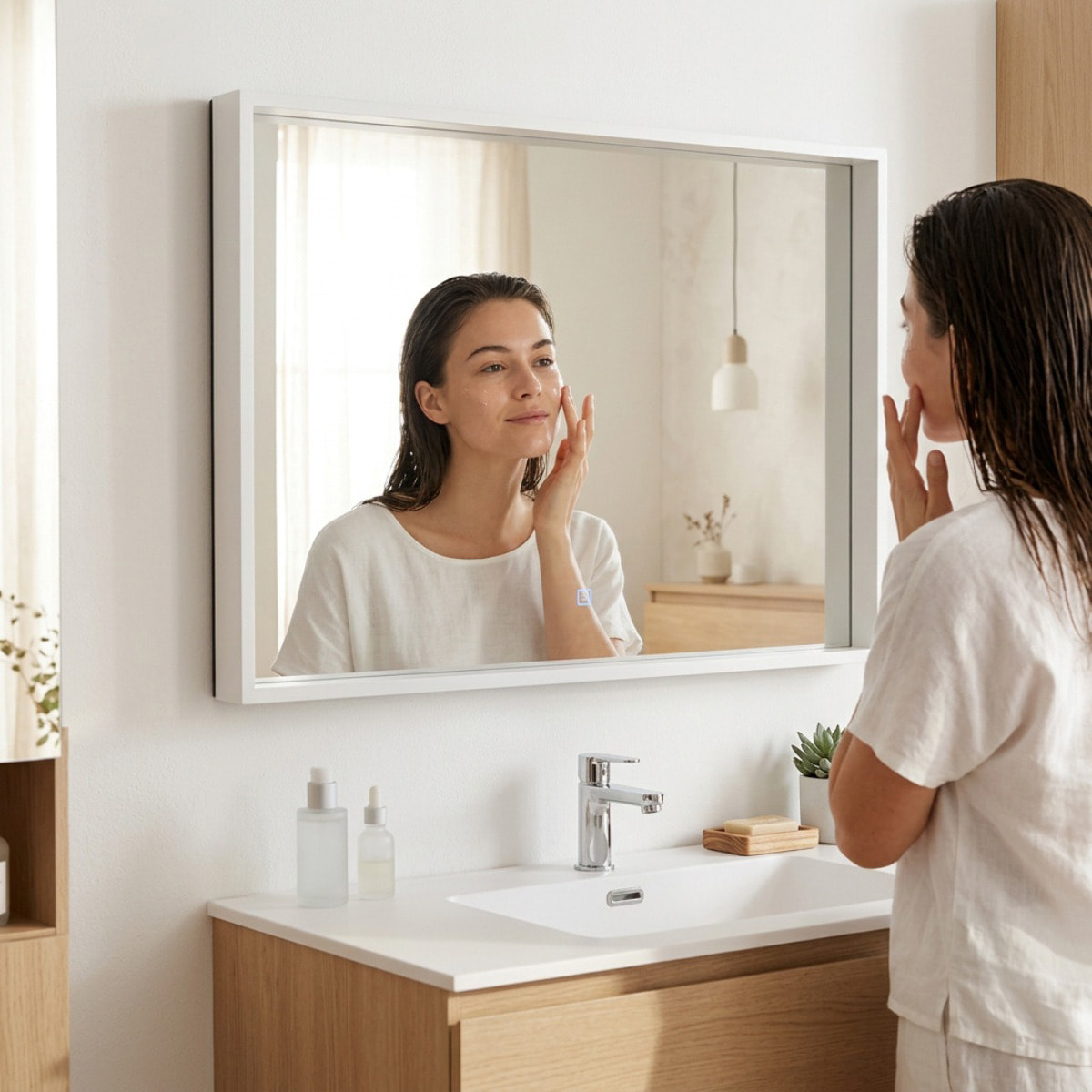 Miroir LED rectangulaire 80x60 cm avec capteur tactile SAT Vision (SATZVIOBLED6080)