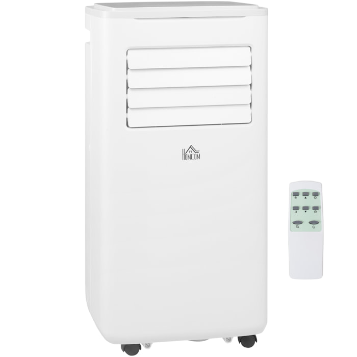 Aire Acondicionado Portátil 9000BTU 1010W Refrigerador Ventilador Deshumidificador con Pantalla LED Control Remoto Temporizador para Habitación de 20 m² 35,3x35x72,5 cm Blanco