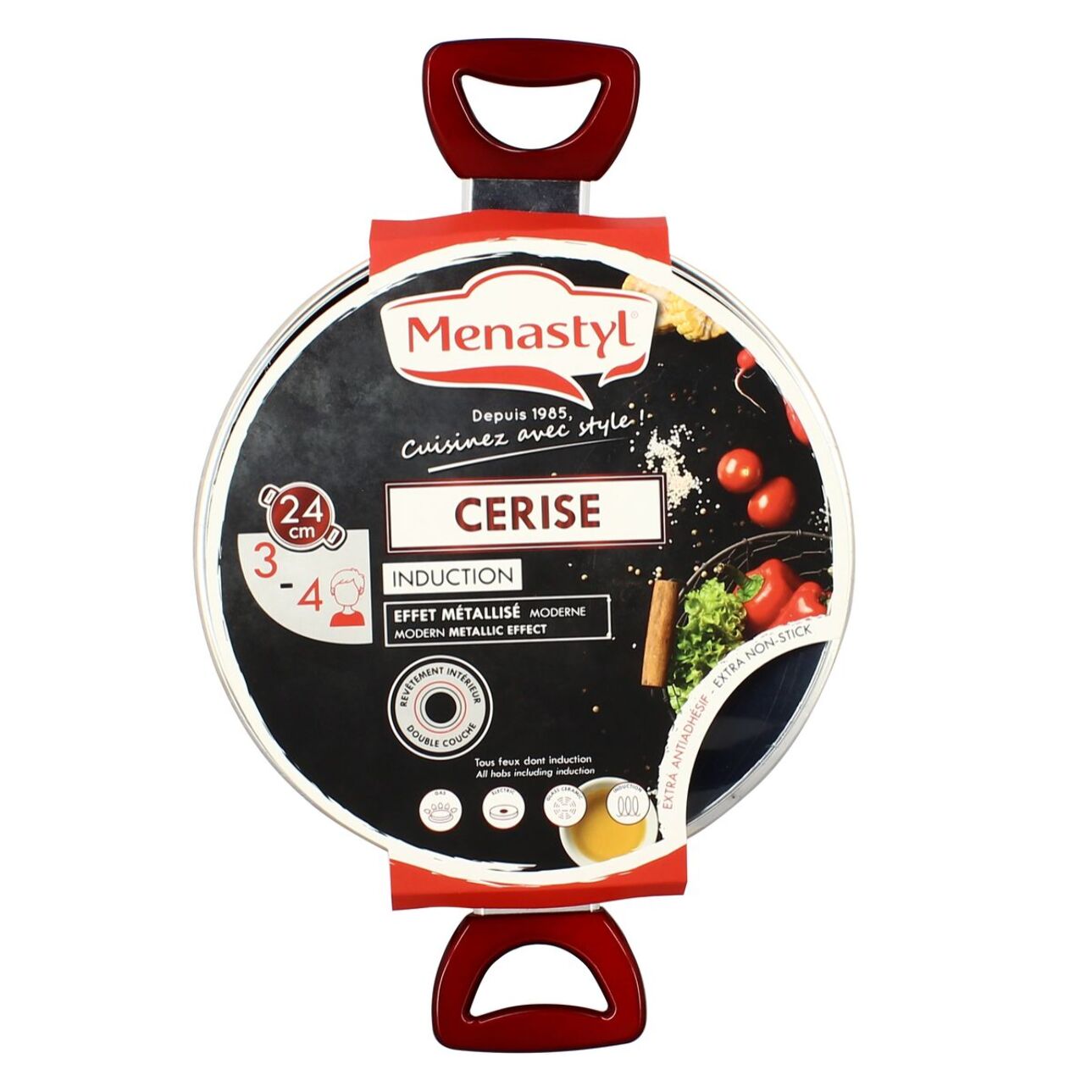 Faitout antiadhésif en aluminium 24cm - tous feux CERISE