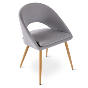 Pack 2 sillas gris para comedor o salón con reposabrazos y tapizadas