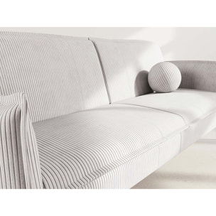 Lexie - Canapé convertible clic-clac 2 places en velours côtelé - Gris clair