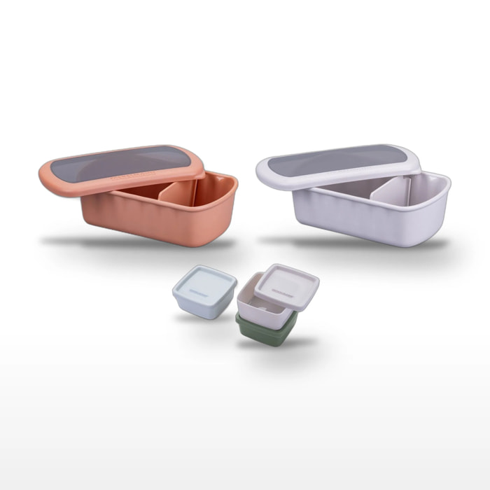 Lot de 2 Lunchbox Fackelmann Storage avec Set de 3 boîtes à sauce