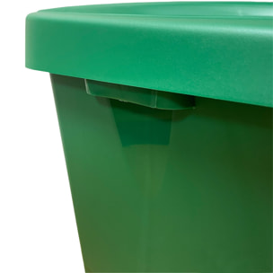Contenedor - cubo de basura wellhome reciclo 110l, color verde cerrado con tapa, ideal para reciclaje de vidrio, con ruedas