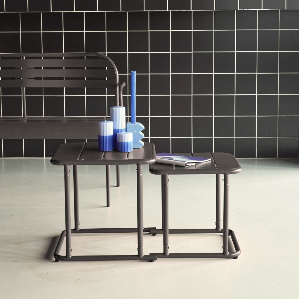 Table gigogne extérieure carrée en acier AMÉLIA